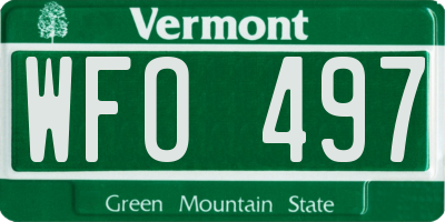 VT license plate WFO497