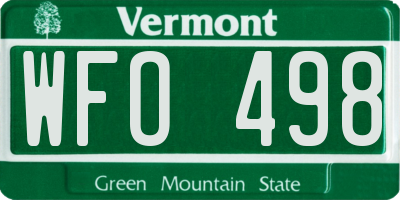 VT license plate WFO498