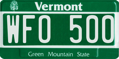 VT license plate WFO500