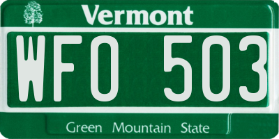 VT license plate WFO503
