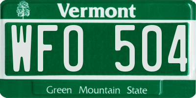 VT license plate WFO504