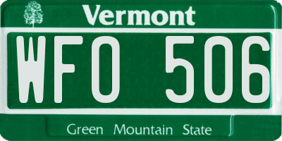 VT license plate WFO506