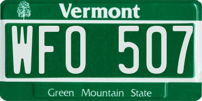 VT license plate WFO507