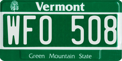 VT license plate WFO508