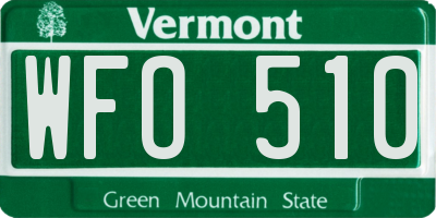 VT license plate WFO510