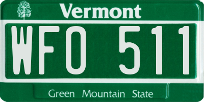 VT license plate WFO511