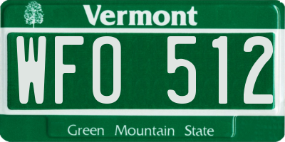 VT license plate WFO512