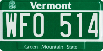 VT license plate WFO514