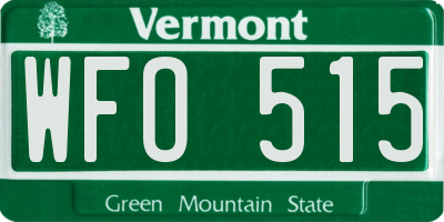 VT license plate WFO515