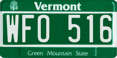VT license plate WFO516
