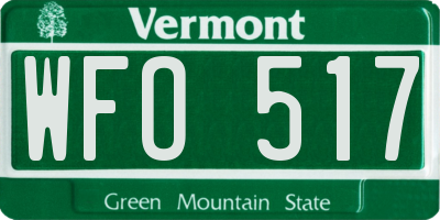 VT license plate WFO517