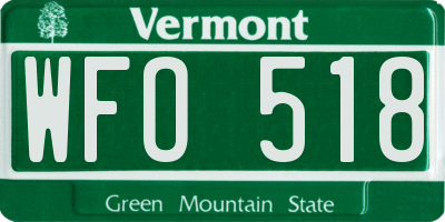 VT license plate WFO518
