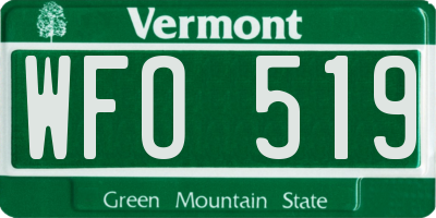 VT license plate WFO519