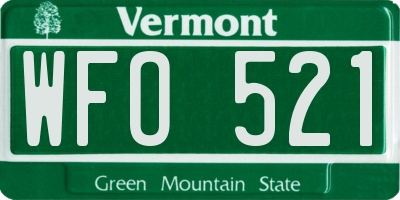 VT license plate WFO521