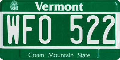 VT license plate WFO522