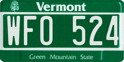 VT license plate WFO524