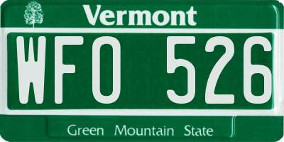 VT license plate WFO526