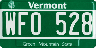 VT license plate WFO528