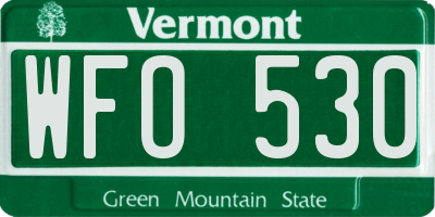 VT license plate WFO530