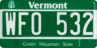 VT license plate WFO532
