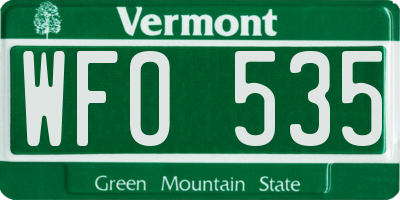VT license plate WFO535