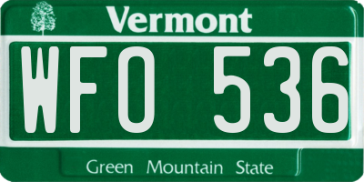 VT license plate WFO536