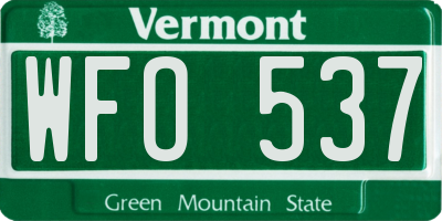 VT license plate WFO537