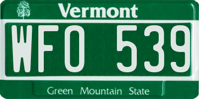 VT license plate WFO539