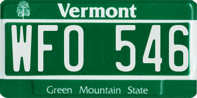 VT license plate WFO546