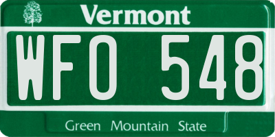 VT license plate WFO548