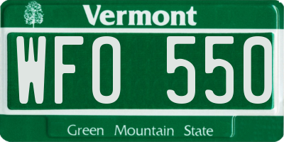 VT license plate WFO550