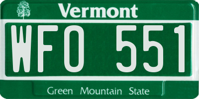 VT license plate WFO551