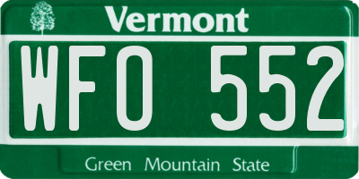 VT license plate WFO552