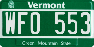 VT license plate WFO553