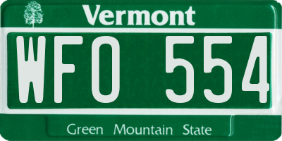 VT license plate WFO554