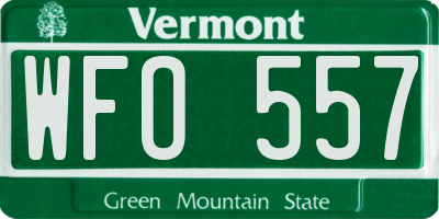 VT license plate WFO557