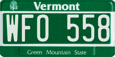 VT license plate WFO558