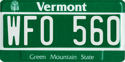 VT license plate WFO560