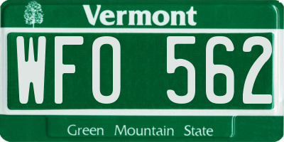 VT license plate WFO562