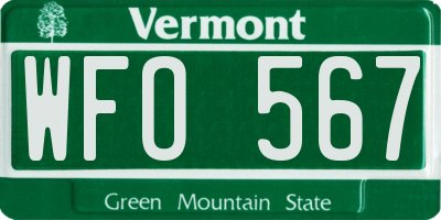 VT license plate WFO567