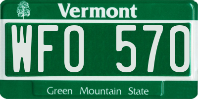 VT license plate WFO570
