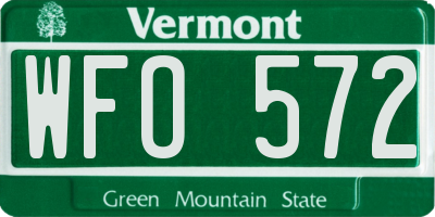 VT license plate WFO572