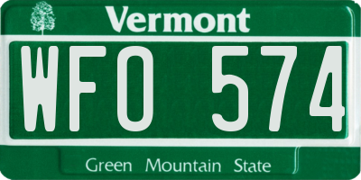 VT license plate WFO574