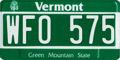 VT license plate WFO575
