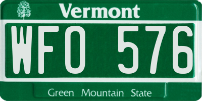 VT license plate WFO576