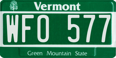 VT license plate WFO577