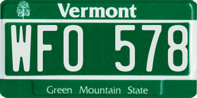 VT license plate WFO578