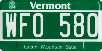 VT license plate WFO580