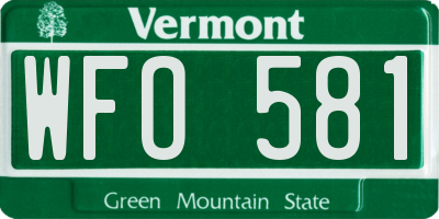 VT license plate WFO581