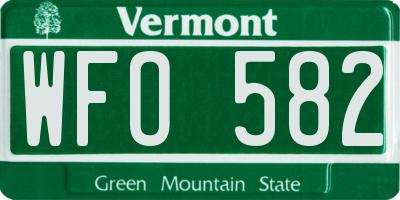 VT license plate WFO582